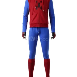 SpiderMan Homecoming Peter Cosplay Red American Comics Costume Set In 6 Pieces For Men