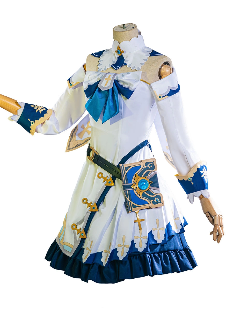 Genshin Impact Barbara Cosplay Costume Warm White Polyester Hat Sash Dress Cosplay Costume Set 4 Genshin Impact Barbara Cosplay Costume Warm White Polyester Hat Sash Dress Cosplay Costume Set - Image 2