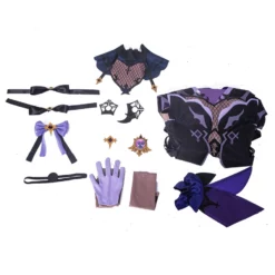 Genshin Impact Fischl Cosplay Costume Polyester Bowknot Eye Patch Dress Stocking Costume Set -Halloween Shop 202011271302369678235