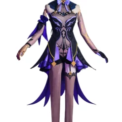 Genshin Impact Fischl Cosplay Costume Polyester Bowknot Eye Patch Dress Stocking Costume Set