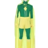 Marvel Cosplay Avengers Vision Cosplay Costume Green Jumpsuit Yellow Cape TV Drama Cosplay Costume Full Set -Halloween Shop 202104221514161763140
