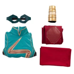 Ms. Marvel Cosplay Costume Cyan Film Polyester Scarf Pants Set PU Leather Marvel Cosplay Costume Full Set -Halloween Shop 202107291449338025859