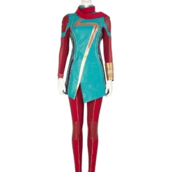 Ms. Marvel Cosplay Costume Cyan Film Polyester Scarf Pants Set PU Leather Marvel Cosplay Costume Full Set