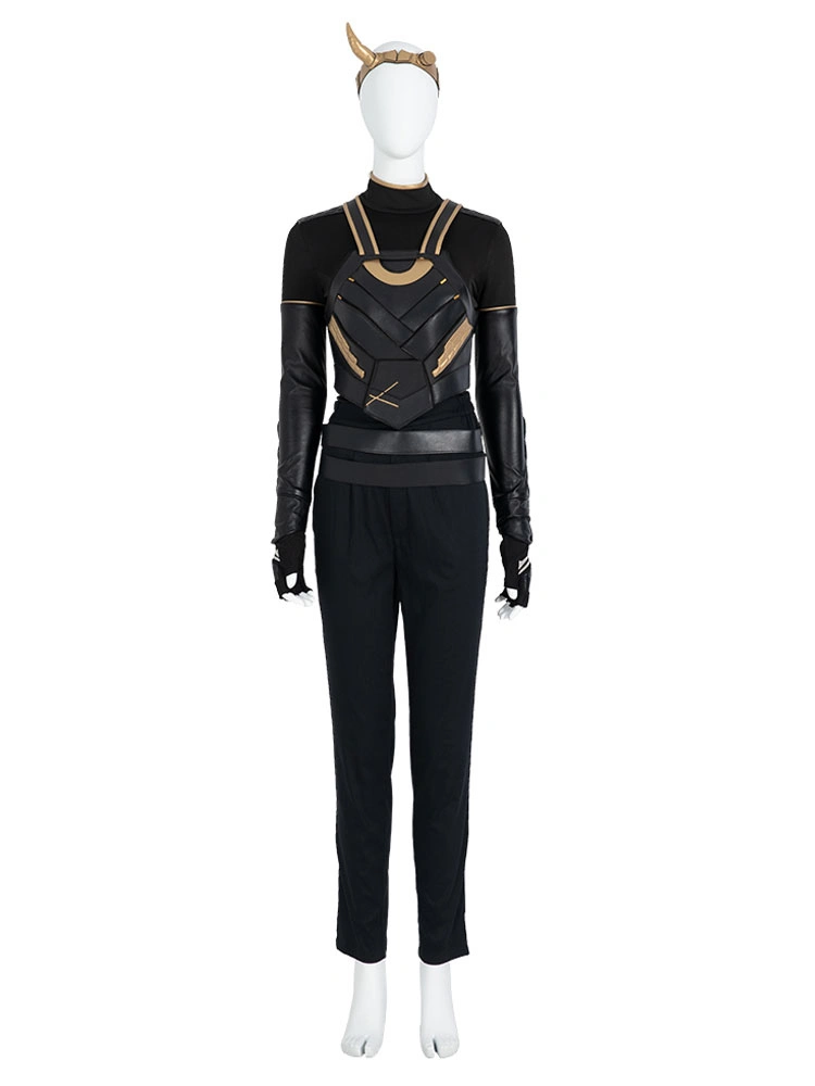 Loki Cosplay Costume For Women Black Polyester Cloak Pants Set Faux Leather Marvel Comics Costume Full Set 5 Loki Cosplay Costume For Women Black Polyester Cloak Pants Set Faux Leather Marvel Comics Costume Full Set - Image 3