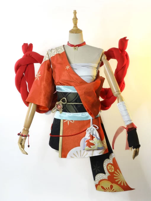 Genshin Impact Yoimiya Cosplay Red Mihoyo Game Cosplay Costume Full Set -Halloween Shop 202112291146416118837