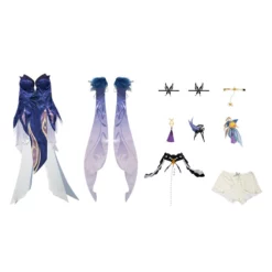 Genshin Impact Ningguang Blue Cosplay Costume Full Set Game Cosplay Costume -Halloween Shop 202201191316341373607