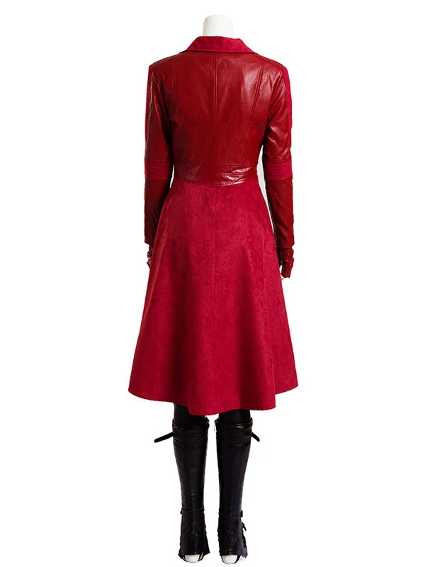 Movie Marvel Comics Captain America 3: Civil War Scarlet Witch Red Suede/PU Leather Trench Coat Cosplay Costume 6 Movie Marvel Comics Captain America 3: Civil War Scarlet Witch Red Suede/PU Leather Trench Coat Cosplay Costume - Image 4