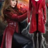 Movie Marvel Comics Captain America 3: Civil War Scarlet Witch Red Suede/PU Leather Trench Coat Cosplay Costume -Halloween Shop 202207011850049835091