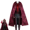 TV Drama Marvel Comics Wanda Vision Scarlet Witch Cosplay Full Set Costume With Patterned Cloak -Halloween Shop 202207011850175692036