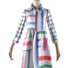 TV Drama Stranger Things Season 4 Eleven White Checked Dress With A Shirt Halloween Set Cosplay Costume -Halloween Shop 202207251354138965977