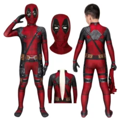 Marvel Comics Deadpool Jumpsuit Kid Zentai Cosplay Costume Carnival Halloween